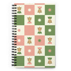Carnet de notes rétro - Damier scandinave Tulipe vert mousse et rose mastic - 140 pages pointillés