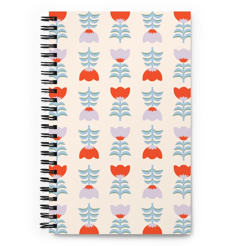 Carnet d'art folklorique - Tulipes scandinaves crème - par Nia OA Design