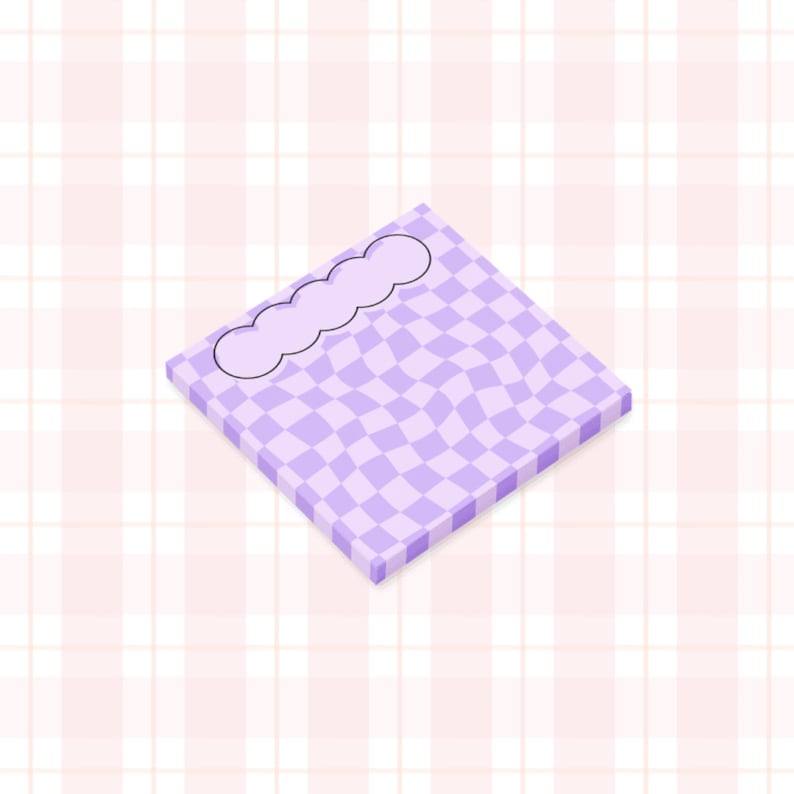 Ensemble de 6 post-it groovy rétro 3x3 pouces - blocs-notes esthétiques pastel à motif damier ondulé - fournitures de bureau
