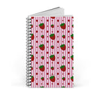 Carnet à spirale fraise, carnet à rayures roses, 160 pages lignées 90 g/m²