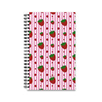 Carnet à spirale fraise, carnet à rayures roses, 160 pages lignées 90 g/m²