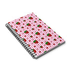 Carnet à spirale fraise, carnet à rayures roses, 160 pages lignées 90 g/m²