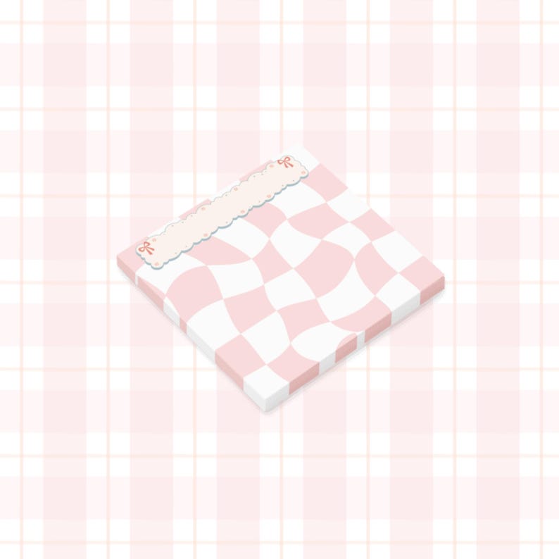 Ensemble de 6 post-it groovy rétro 3x3 pouces - blocs-notes esthétiques pastel à motif damier ondulé - fournitures de bureau