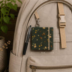 Carnet de notes champignon fait main vert foncé (3,5 x 3,5 pouces) porte-clés