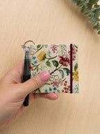 Bloc-notes porte-clés floral aquarelle 3,5 po fait main avec stylo