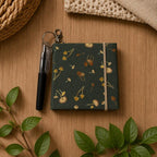 Carnet de notes champignon fait main vert foncé (3,5 x 3,5 pouces) porte-clés