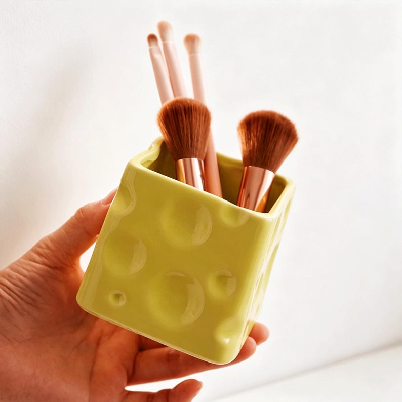 Porte-pinceau à maquillage en céramique, pot à stylos pour bureau, organiseur de crayons original, cadeau gastronomique