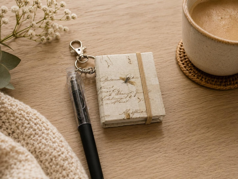 Mini carnet de notes autocollant vintage Bee Script, 2 po., bloc-notes de poche avec stylo, Dark Academia, cadeau littéraire